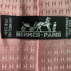 Pink Hermès H Silk Printed Tie